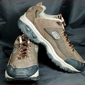 Skechers 'After Burn' Hiking Shoe Men's Size 11.5  Brown Suede Athletic Shoe
